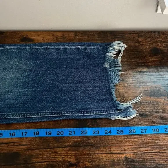 Free People We The Free Maggie Mid Rise Straight in Sequoia Blue Size 26 Raw Hem - Picture 12 of 12